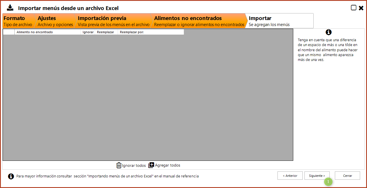 Importar formato de ciclo de menús